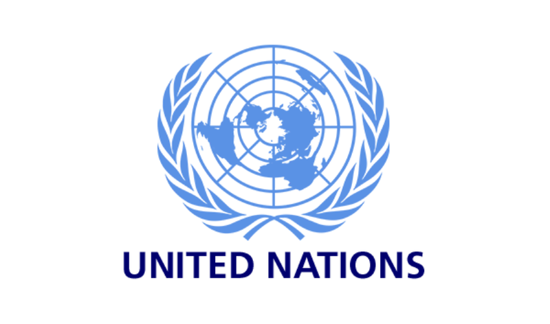 light blue United Nations logo with text underneath
