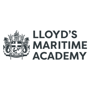 Lloyds Maritime Academy logo- words next to crown logo